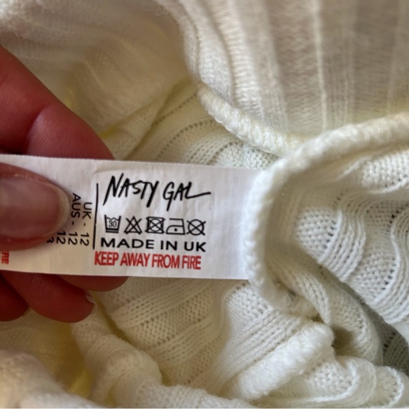 Nasty Gal Rib Cream Wide Leg Trousers - Picture 7 of 9